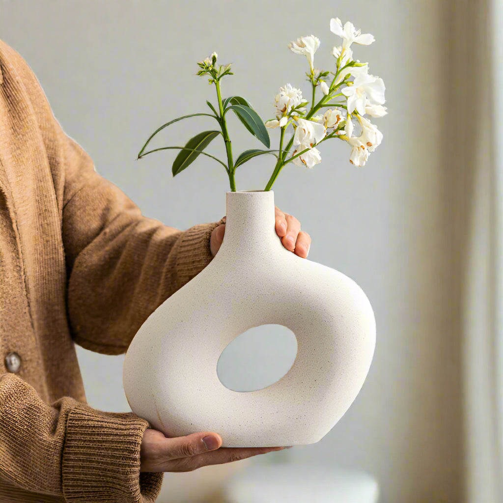Sculptural Modern Ceramic Vases- Pebble Beige