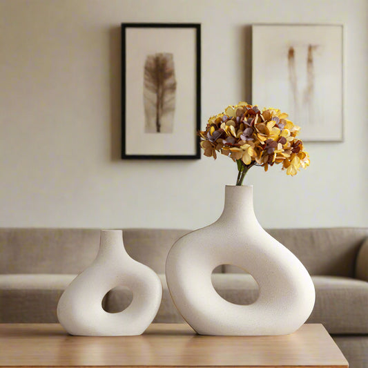 Sculptural Modern Ceramic Vases- Pebble Beige