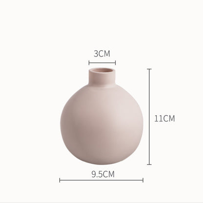 Neutral Ceramic, Round, Bottle Like Vases