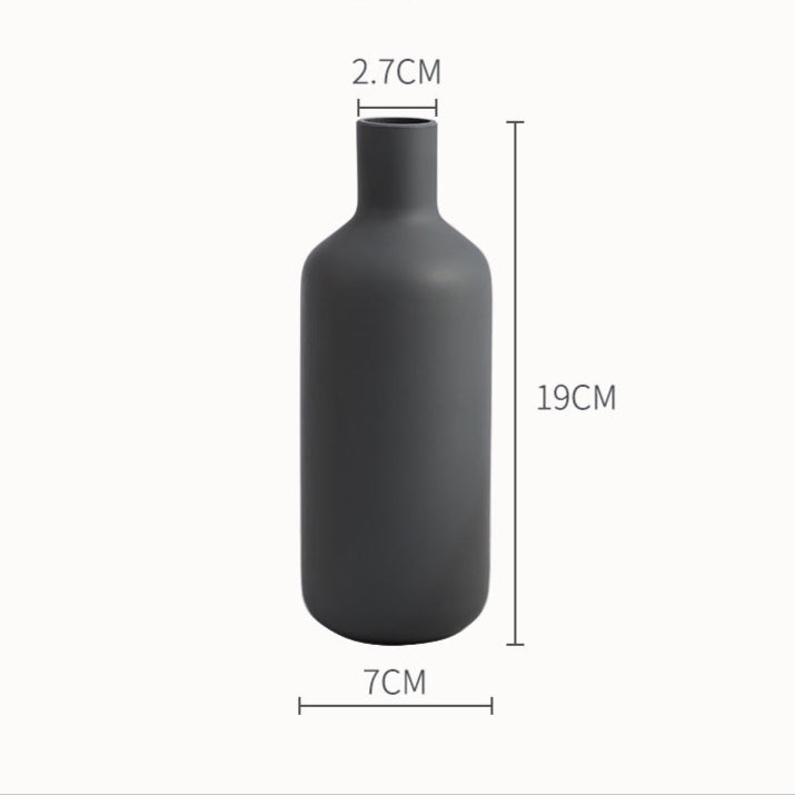 Neutral Ceramic, Round, Bottle Like Vases