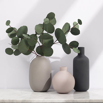 Neutral Ceramic, Round, Bottle Like Vases