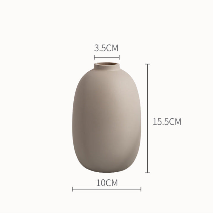 Neutral Ceramic, Round, Bottle Like Vases