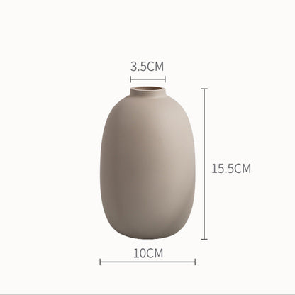 Neutral Ceramic, Round, Bottle Like Vases