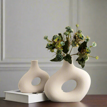 Sculptural Modern Ceramic Vases- Pebble Beige