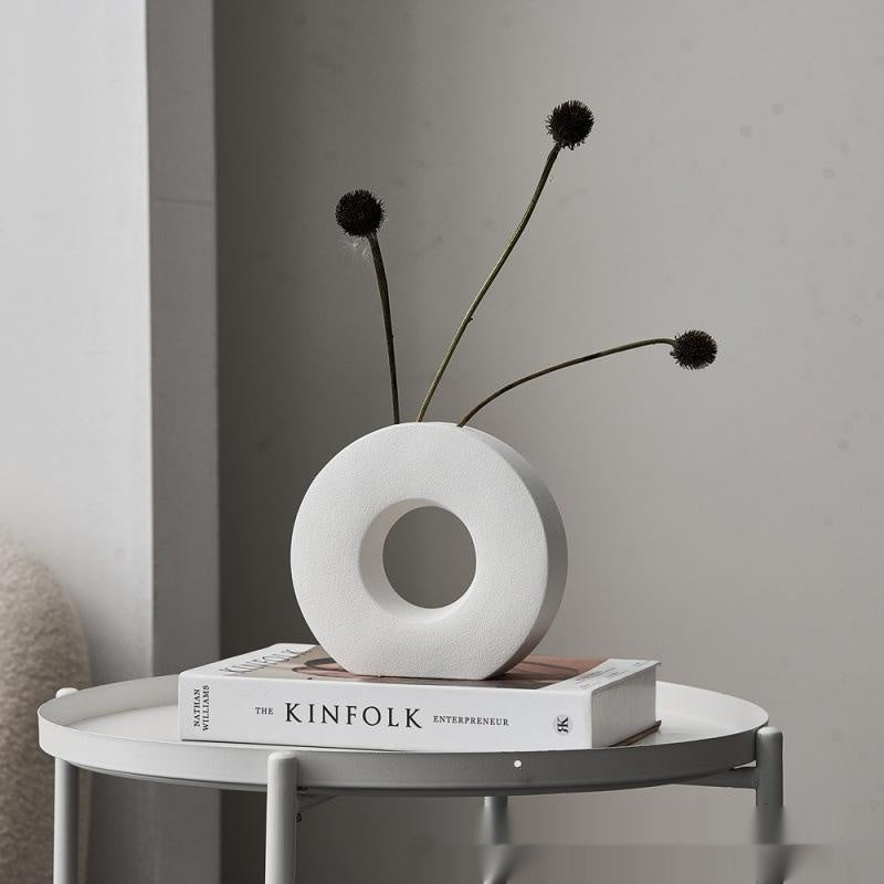 Donut-Shaped Ceramic Vase- Minimalist Nordic Decor