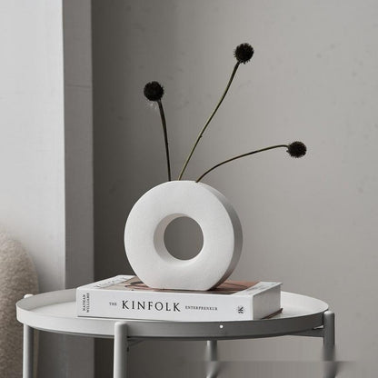 Donut-Shaped Ceramic Vase- Minimalist Nordic Decor