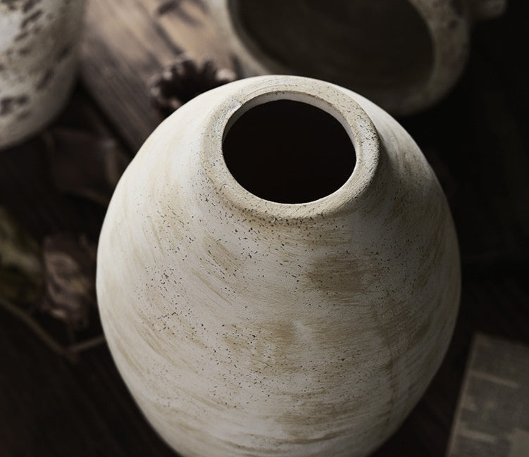 Rustic Vintage Ceramic Vase- Aged Earth Finish