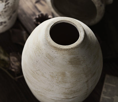 Rustic Vintage Ceramic Vase- Aged Earth Finish